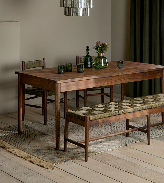 Anbu Acacia Dining Table Washed Walnut Small nkuku