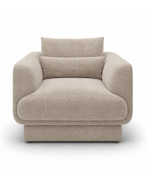Beige Chenille Armchair with Cushion - Ramses