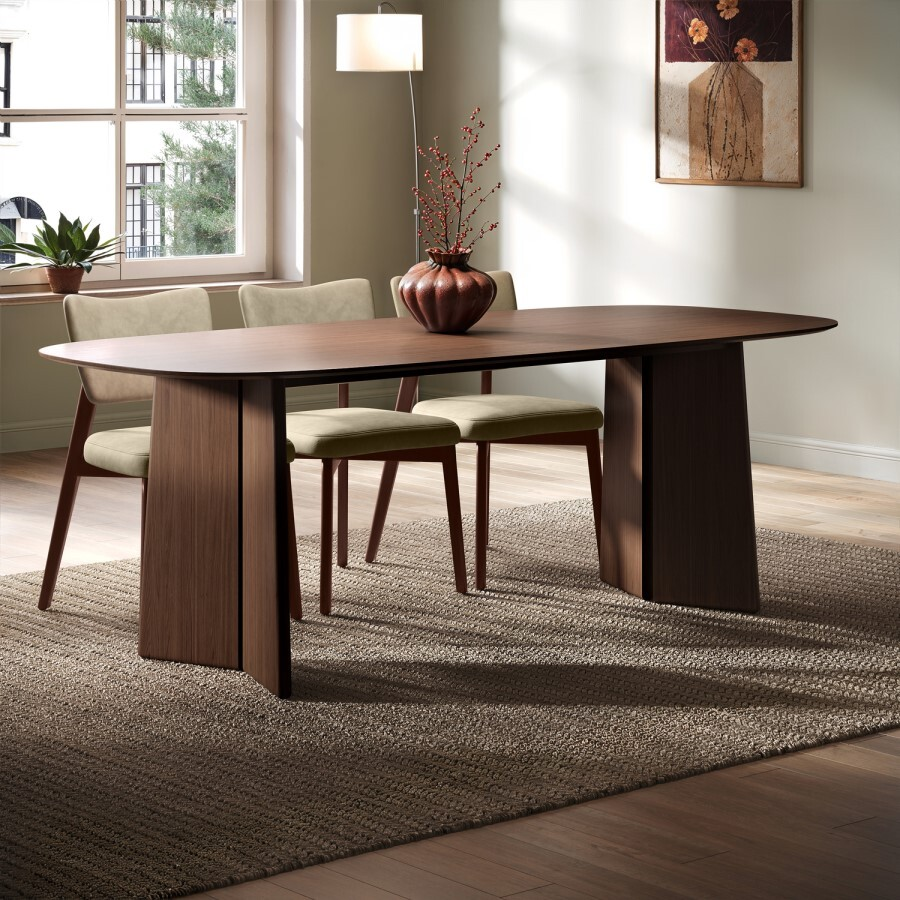 Rectangular Walnut Dining Table - Seats 6 - Noor