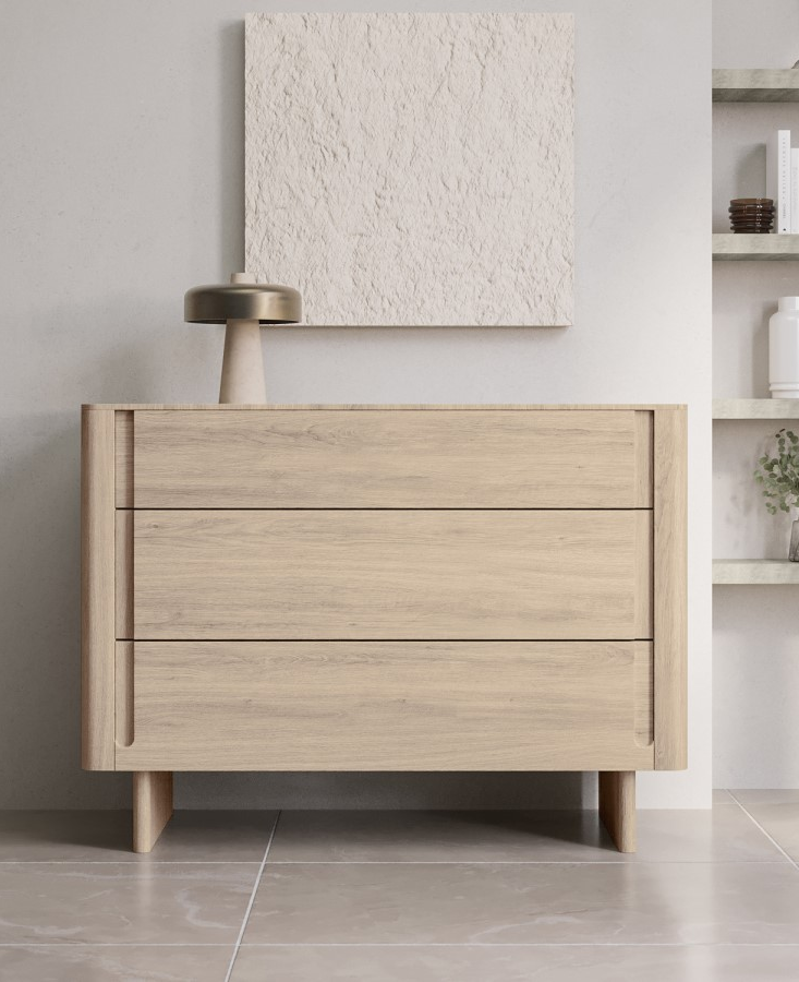 Light Wood Mid Century Chest of 3 Drawers - Emile Sustainable Furniture