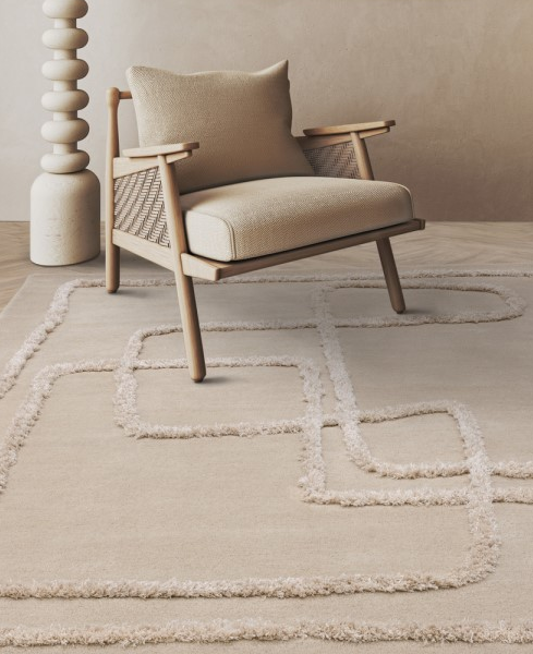Beige Rug with Abstract Lines - 170 x 120 cm - Infinity - Matrix