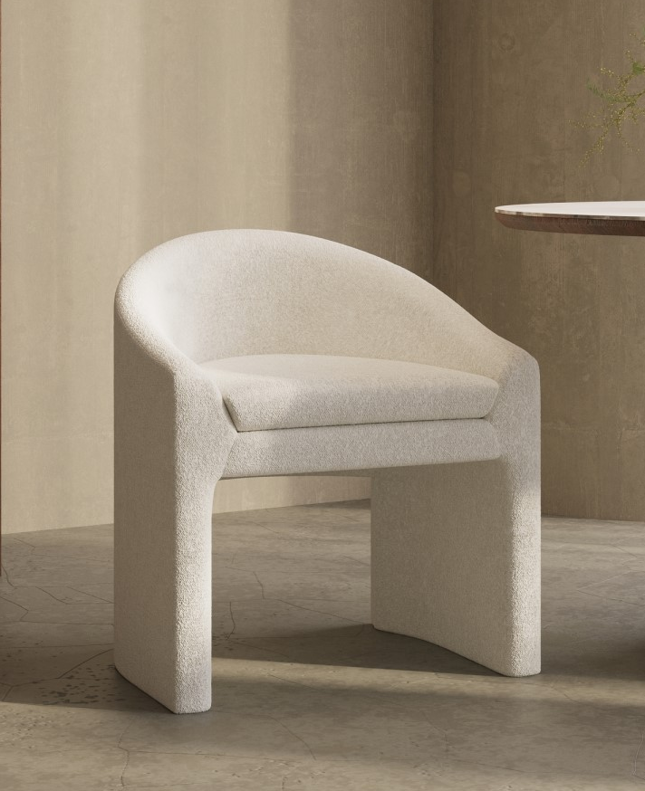 Set of 2 Walnut and Beige Upholstered Mid Century Sculpted Dining Chairs with Wooden Legs - Freja