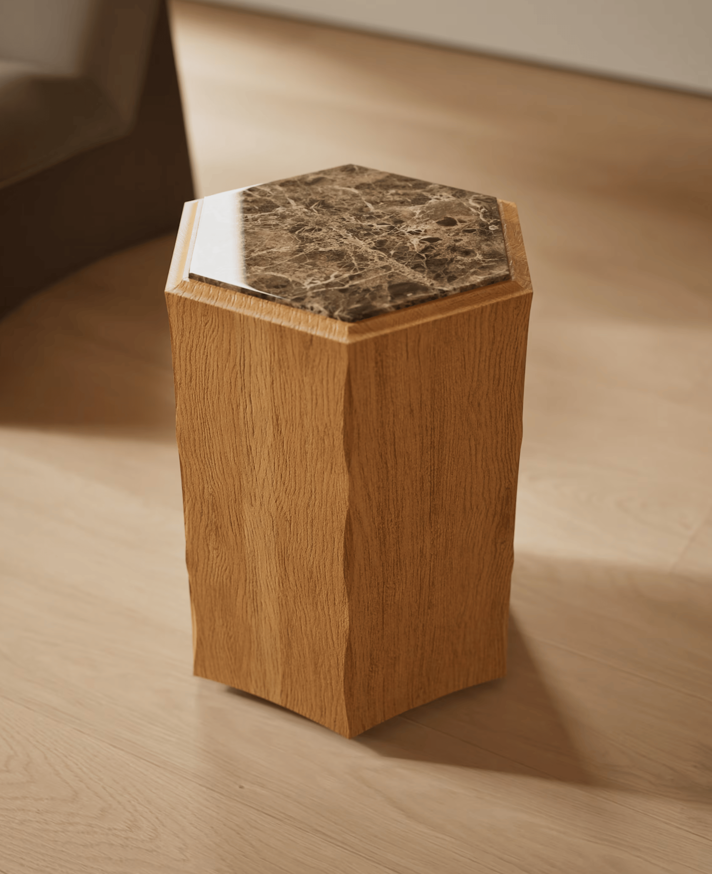 Hex Marble Top Side Table