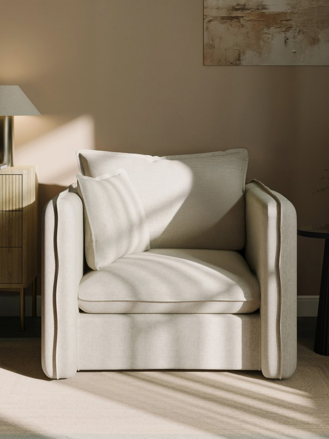 Cream Linen Look Armchair - Lorelai