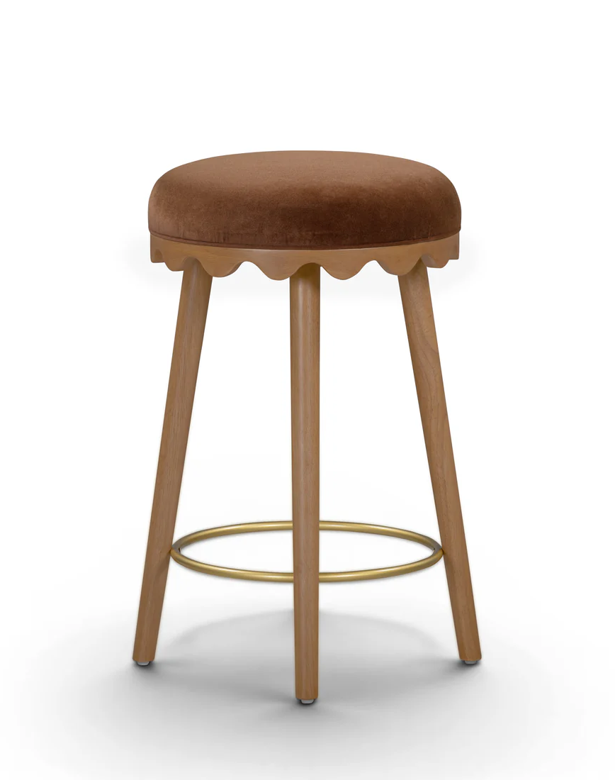 TOV Vegan Mohair Light Walnut Counter Stool