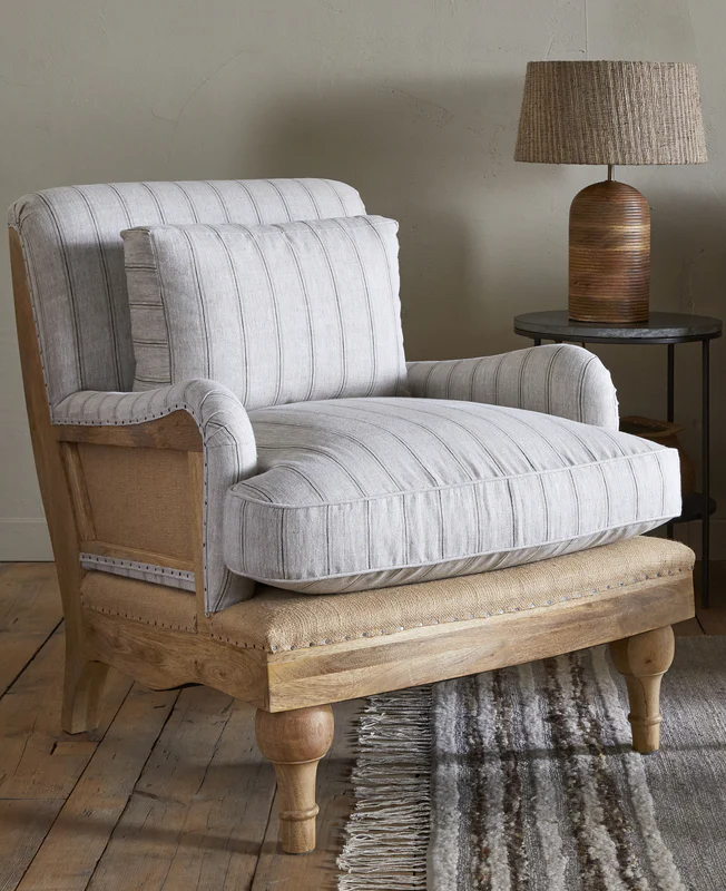 NP58464 NP58577 Abe Deconstructed Linen Armchair Stipe One Size nkuku 2