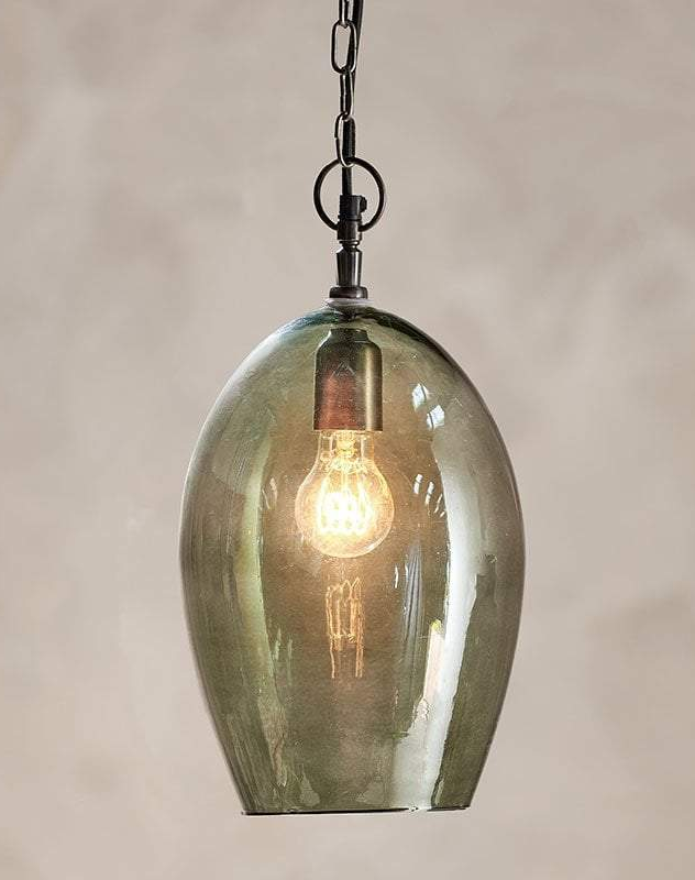Otoro Recycled Glass Pendant Green Large Oval nkuku