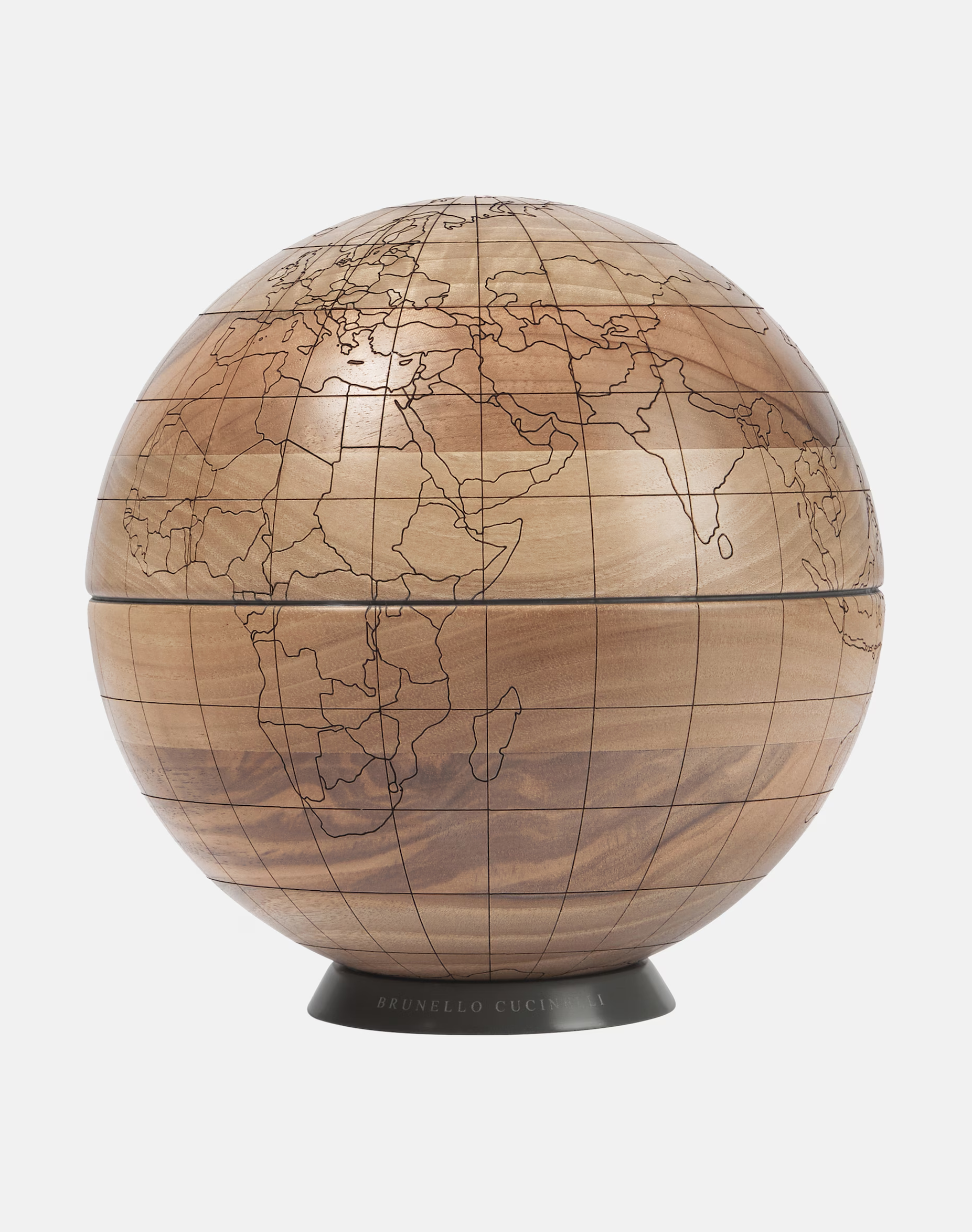 Brunello Cucinelli
Laser-cut walnut globe