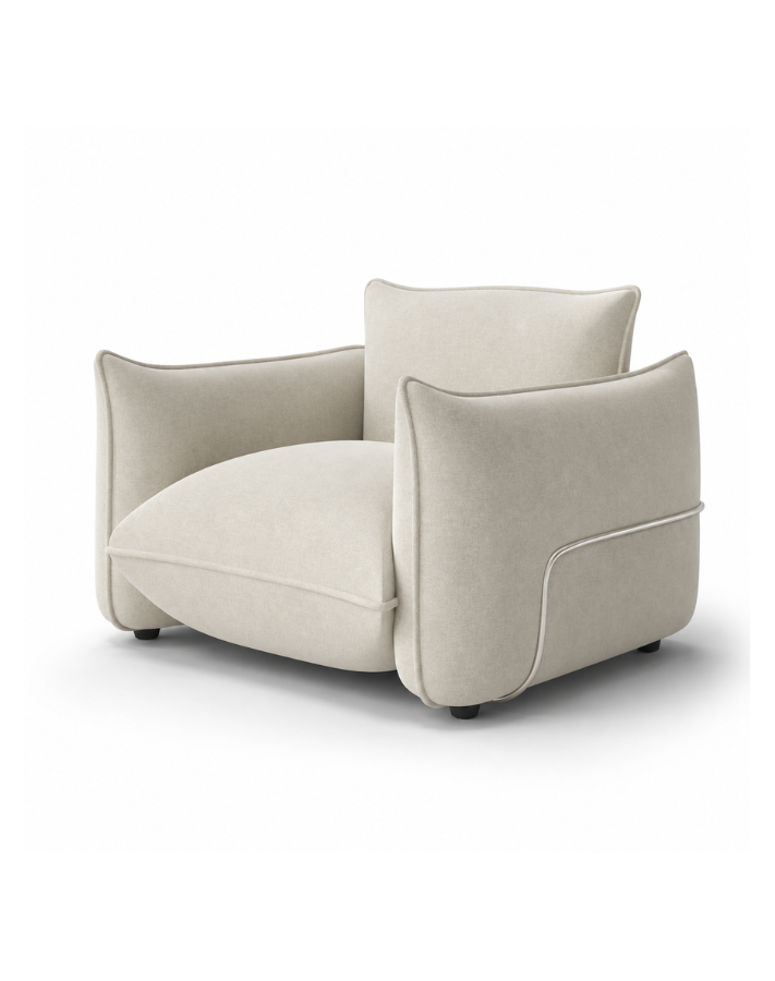 Beige Chenille Cloud Armchair - Santo
