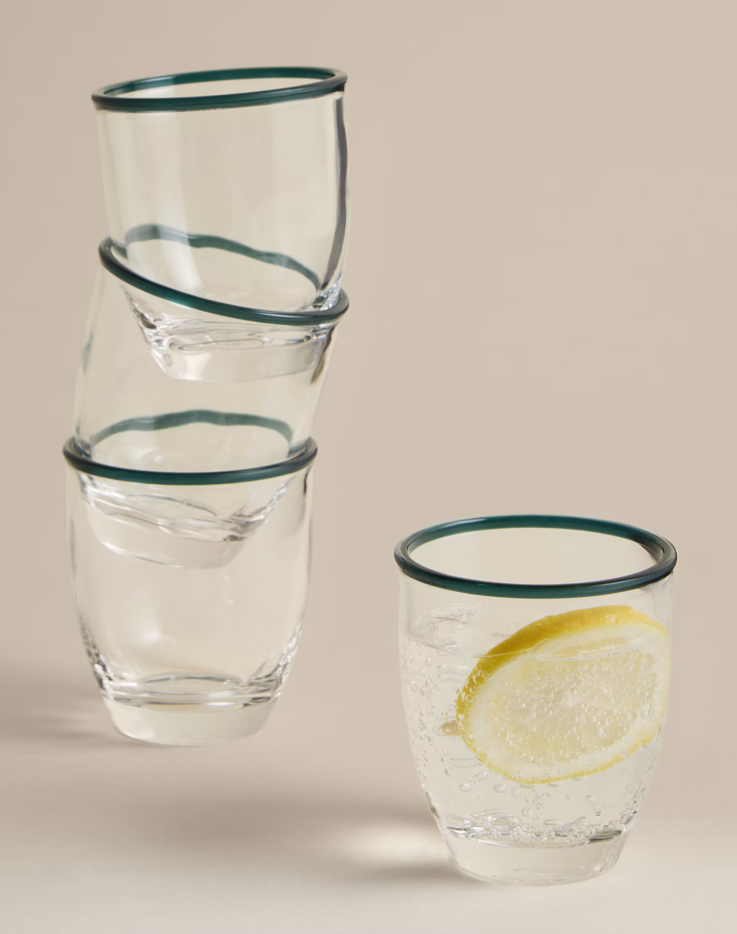 Set of 4 Contrast Rim Acrylic Picnic Tumblers