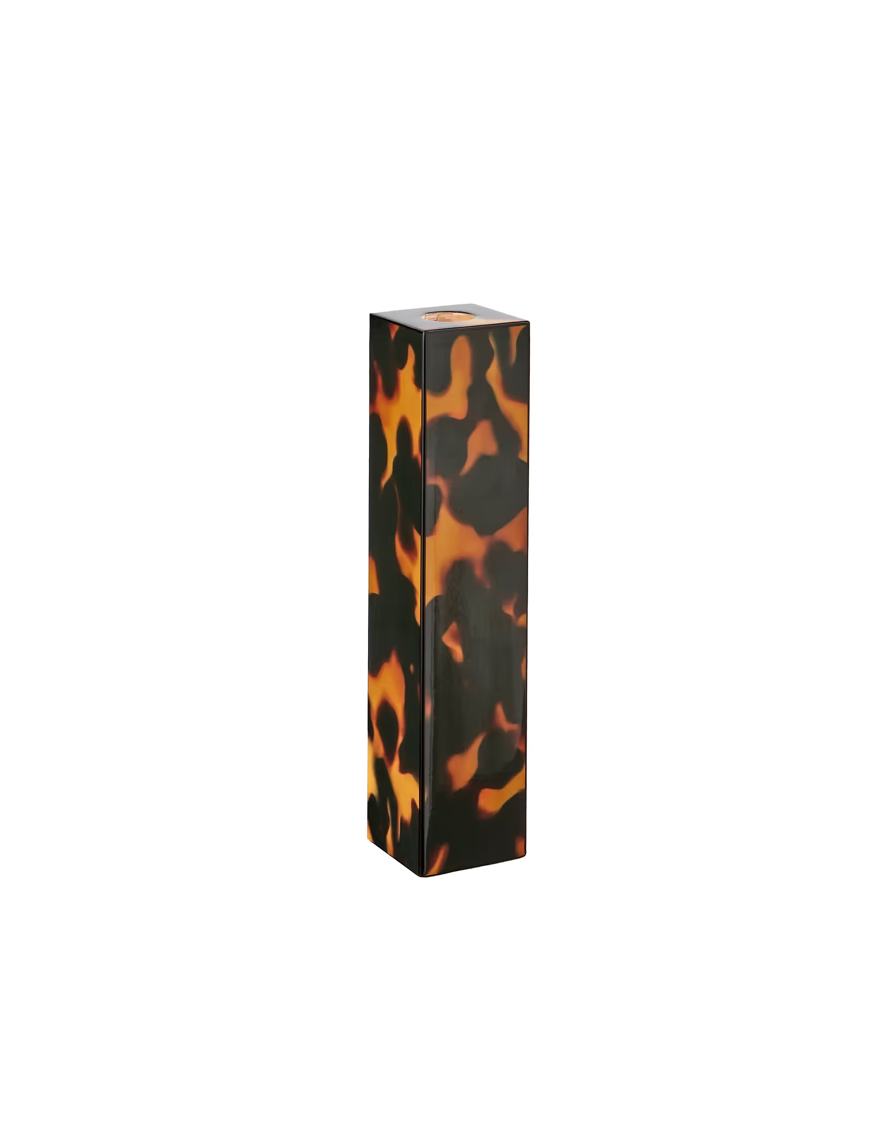 Faux Tortoiseshell Lacquer Tall Candlestick