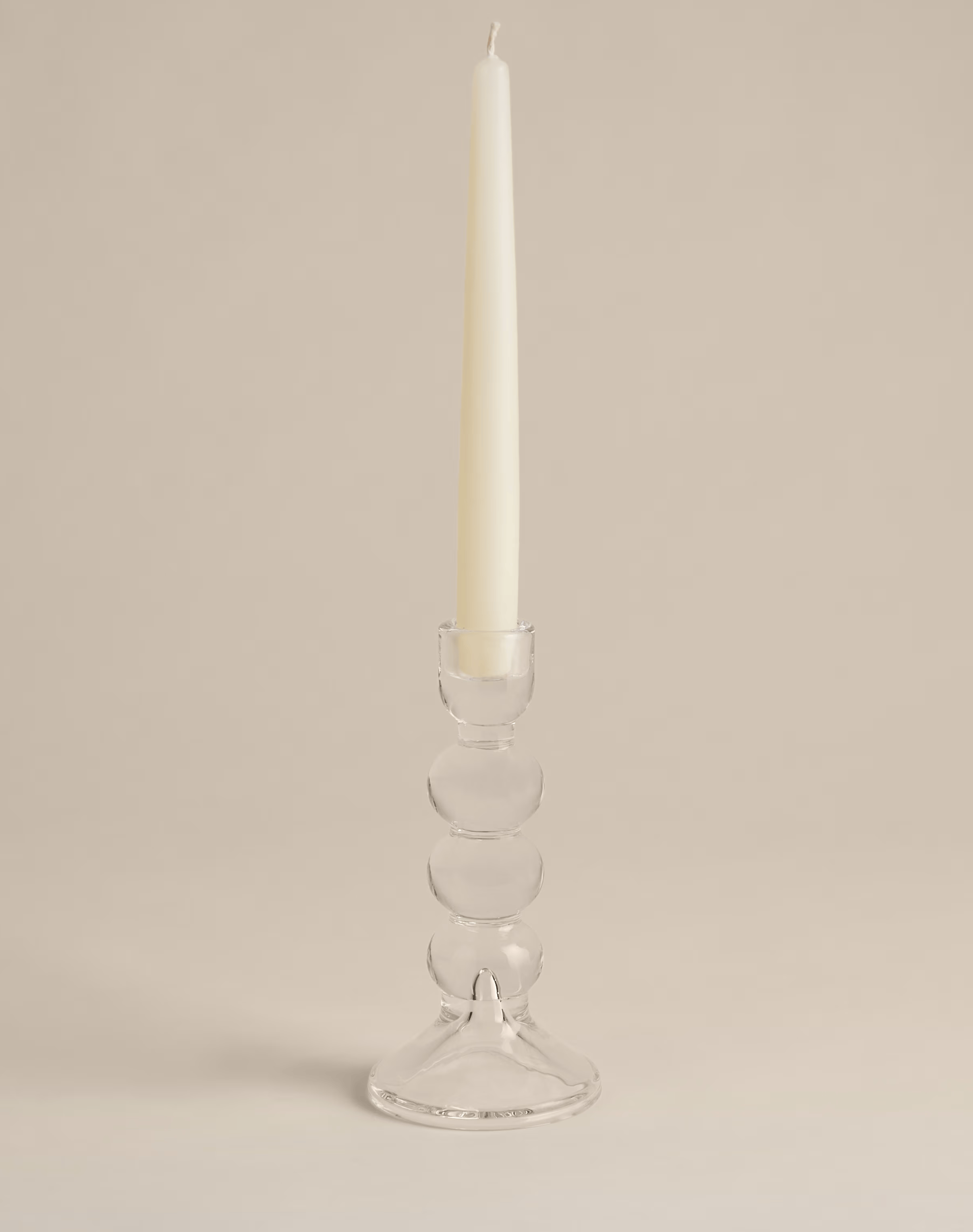 Tall Glass Bobble Dinner Candle Holder