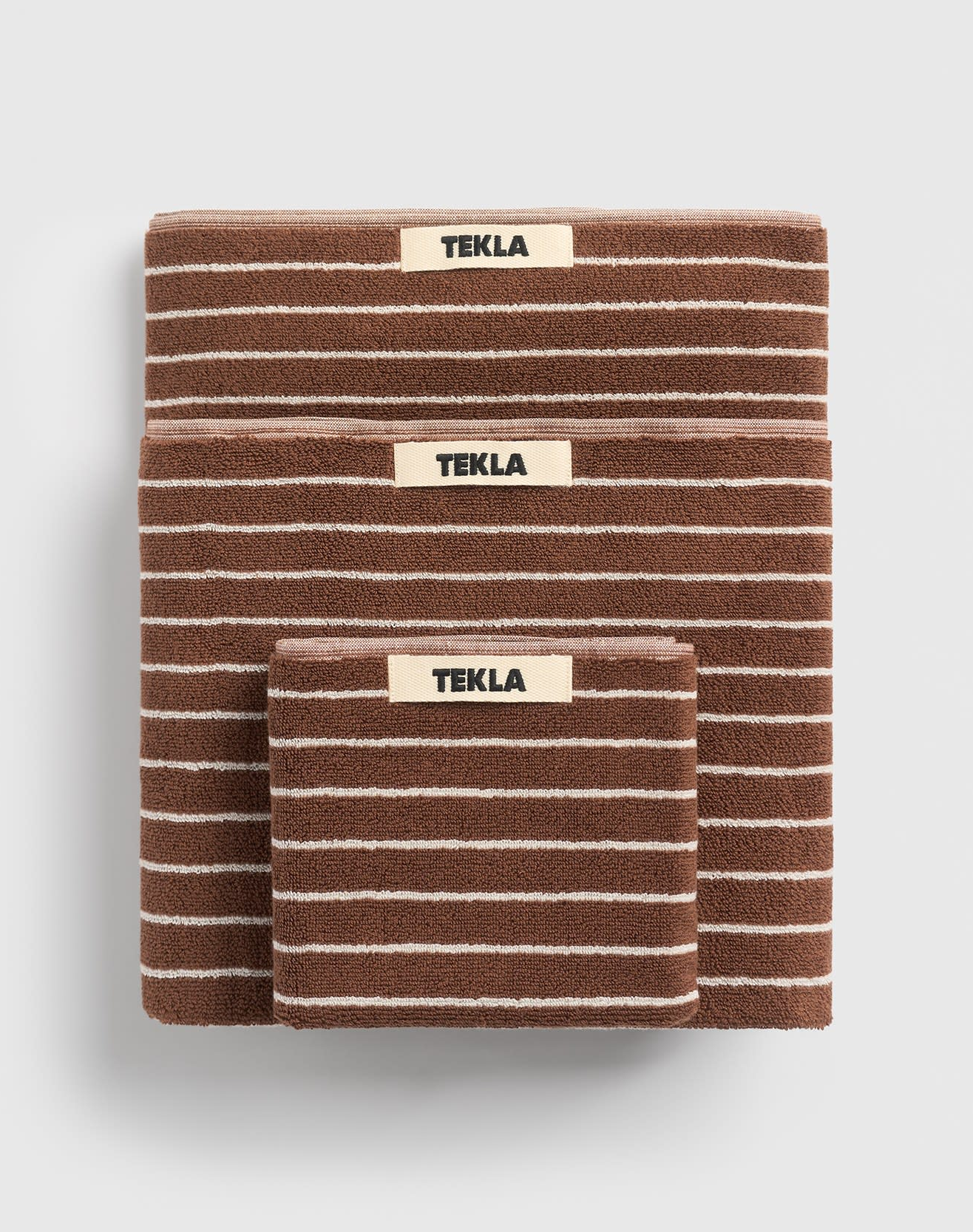 Tekla Terry Towel Rust Stripes 1 Rust Stripes – Red brown tone with white stripes