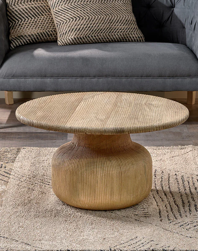 Vivan Grooved Wood Coffee Table nkuku 6