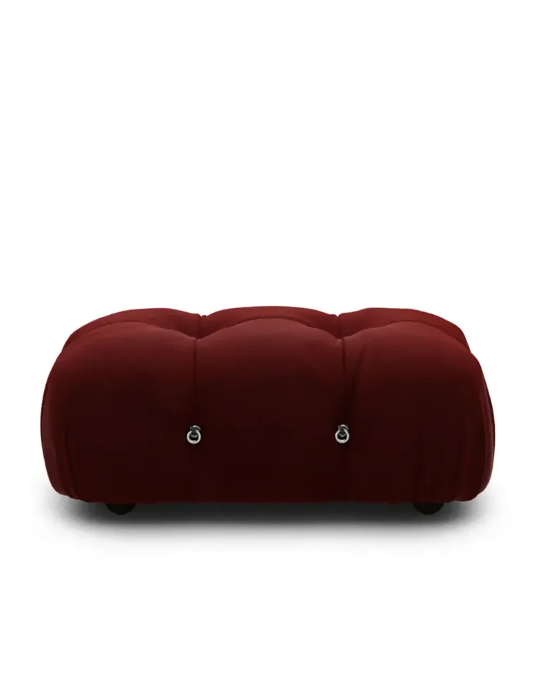Eternity Modern Sectional Sofa Ottoman - Royal Maroon, Faux Mohair Velvet