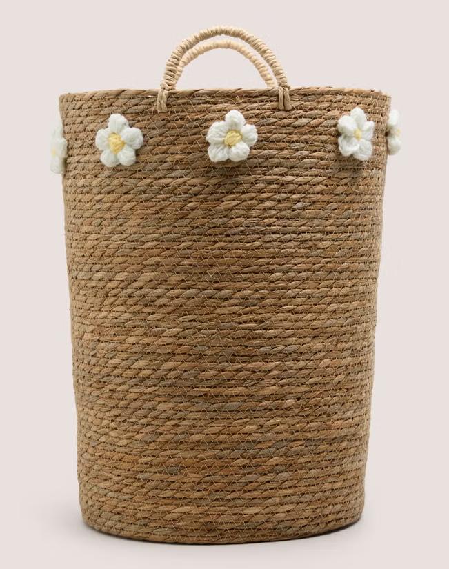 Daisy Crochet Large Woven Basket