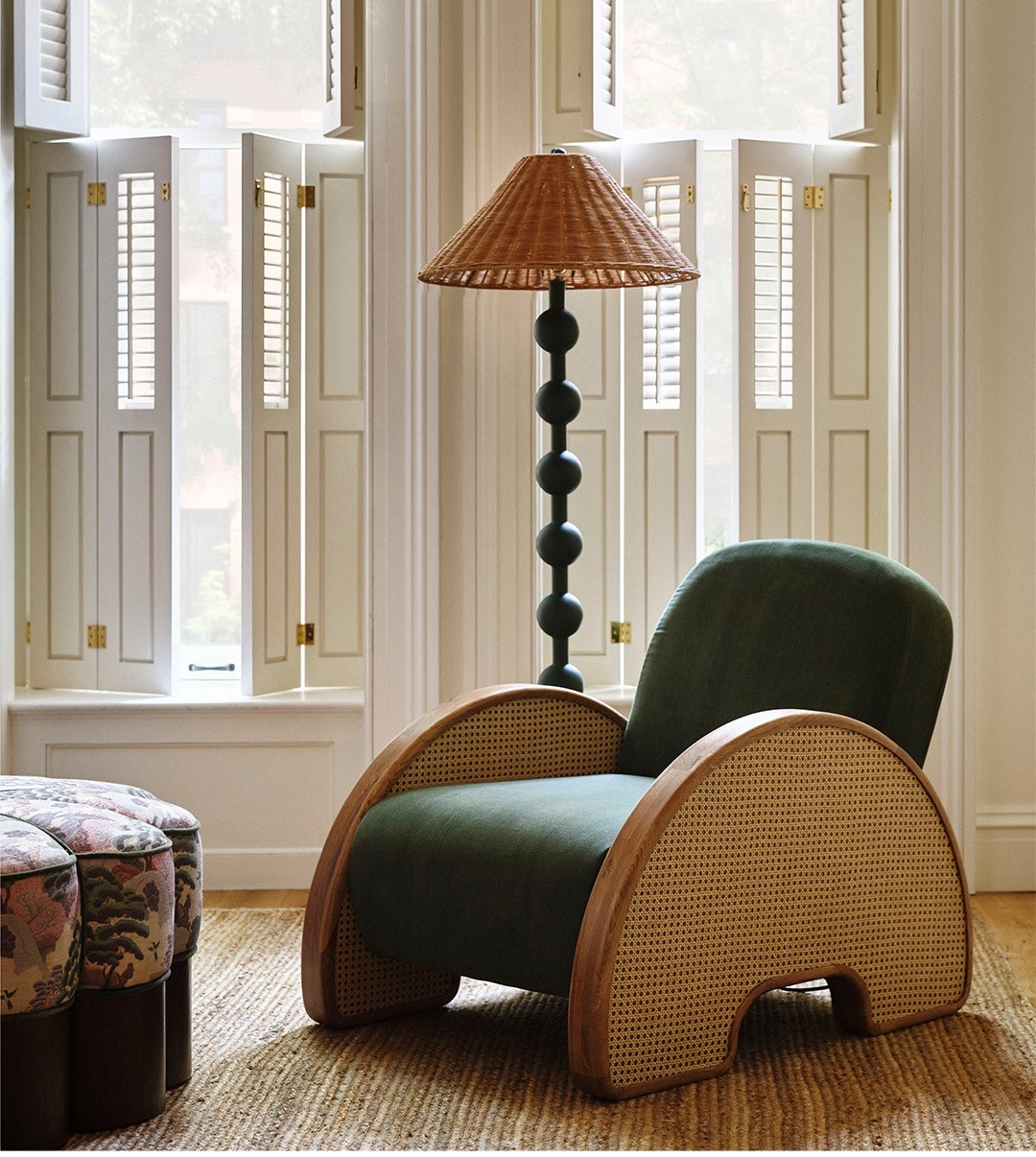 Anthropologie Merve Kahraman Velvet Cane Chair