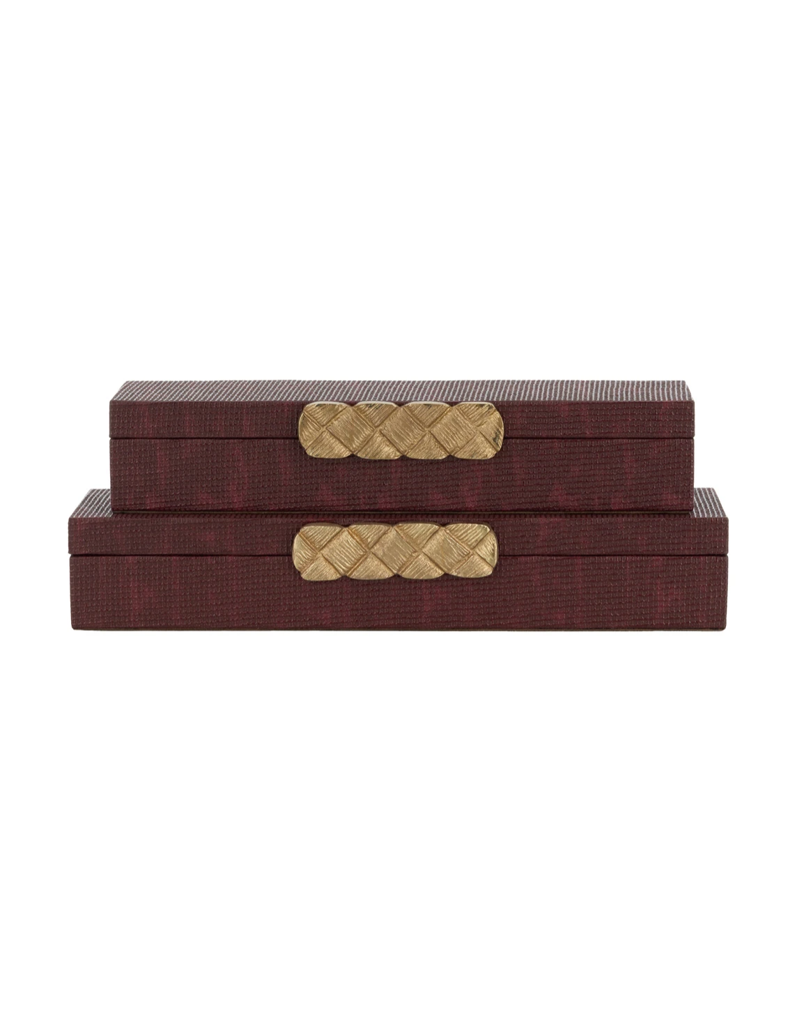 New
John Richard Chateau Updated Traditional Burgundy Wood Decorative Box - Set of 2