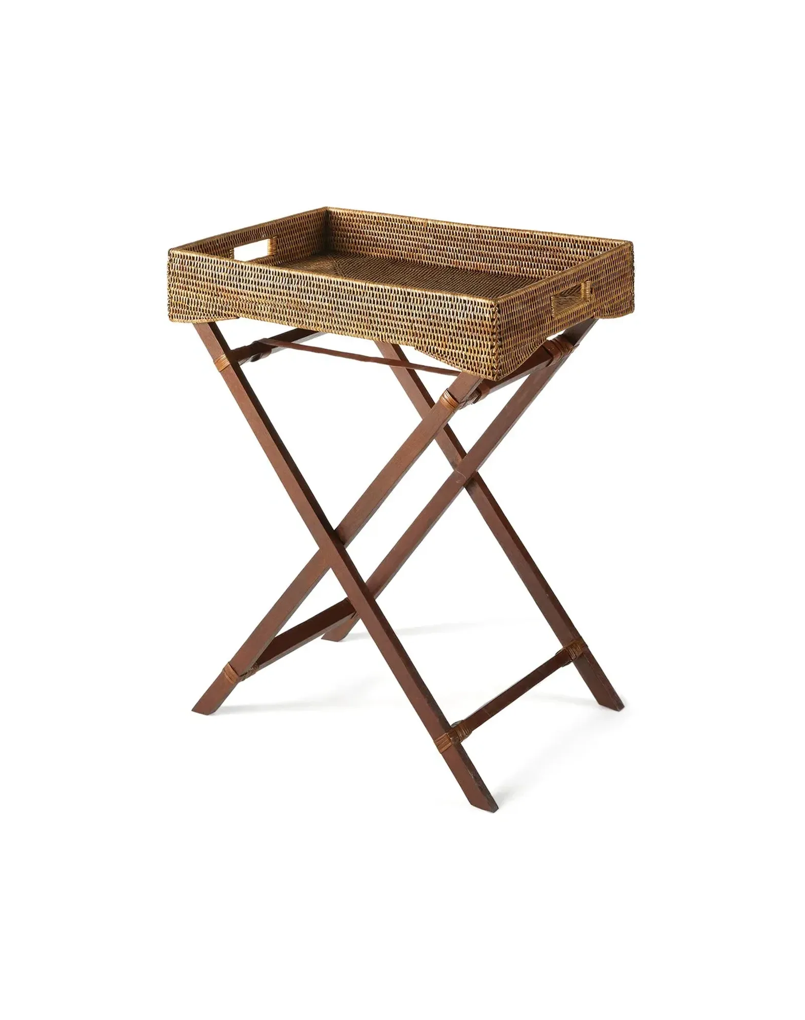 napa home garden burma rattan butler tray table with foldable legs brown