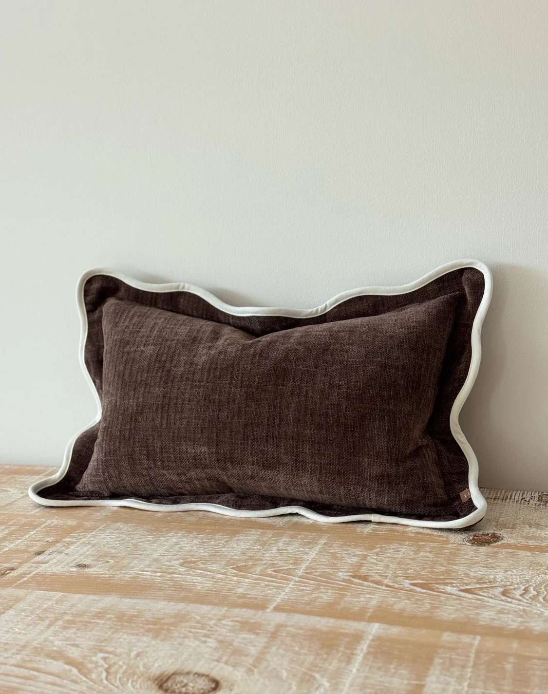 Chloe Dark Brown Scalloped Edge Cushion 50×30