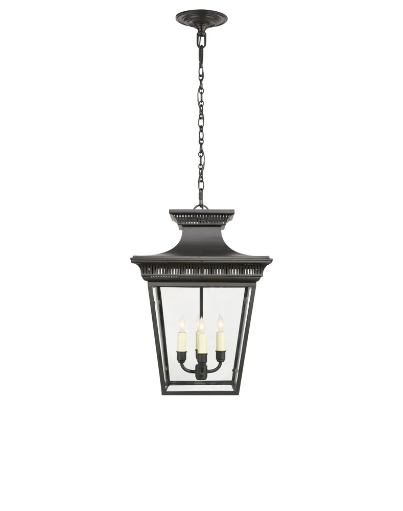 Visual Comfort Elsinore French Black Metal Outdoor Hanging Lantern