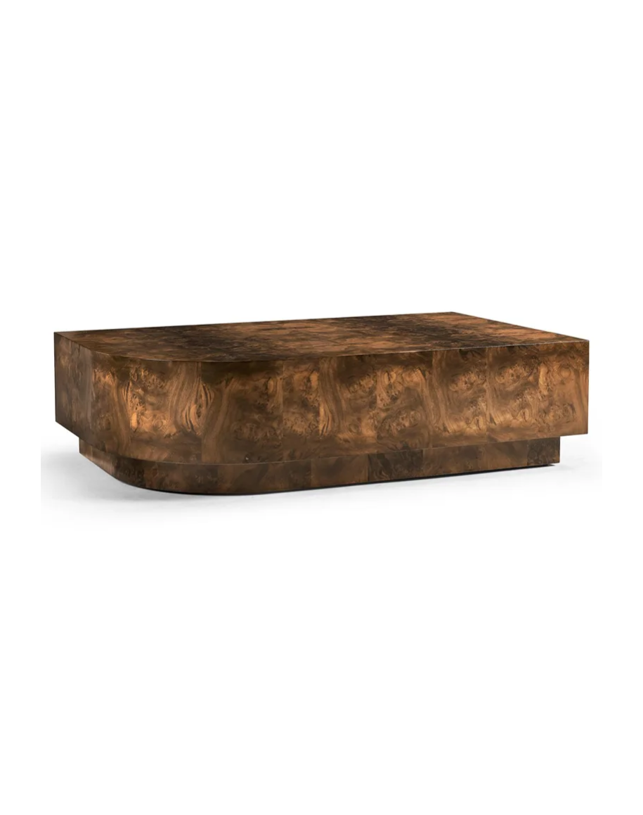 Winifred Modern Classic Burl Wood Curved Coffee Table