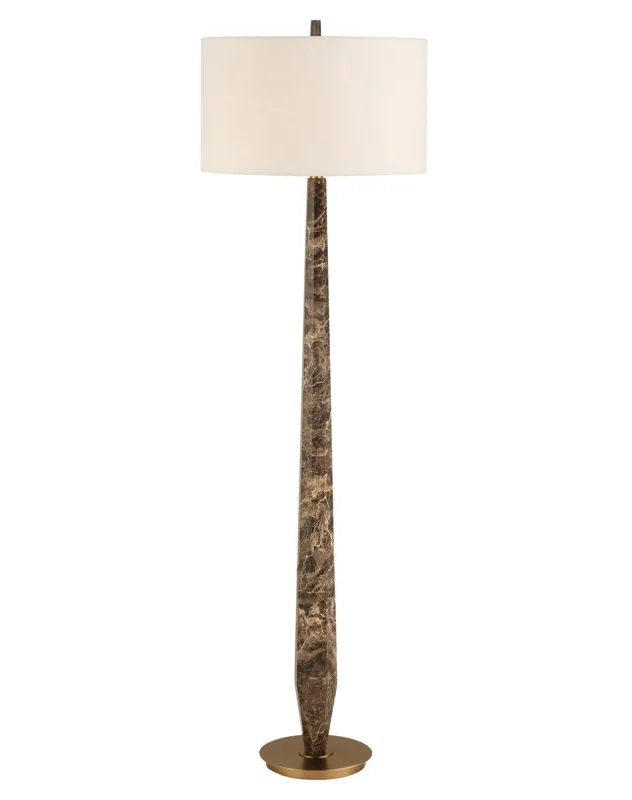 Therese Modern Classic Brown Marble Column Floor Lamp
