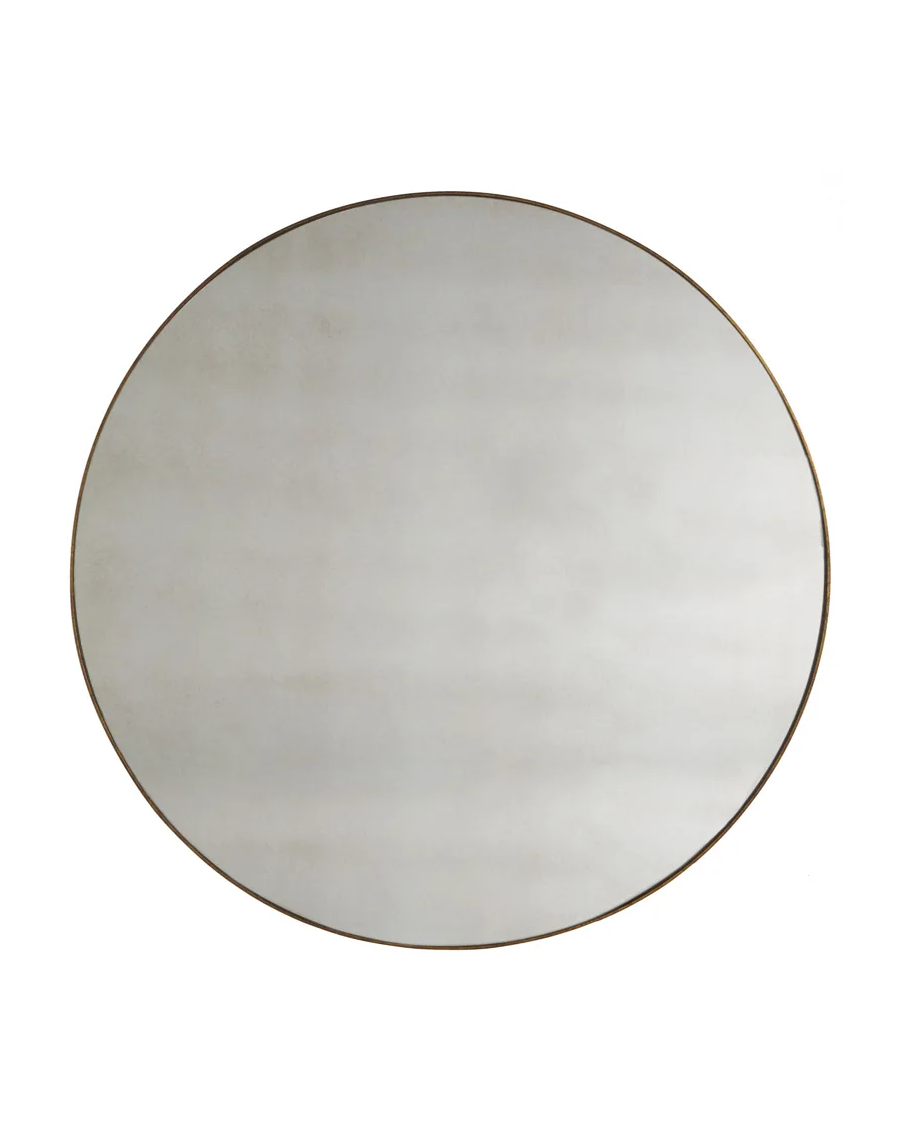 Nancy Modern Classic Brushed Gold Metal Large Round Wall Mirror