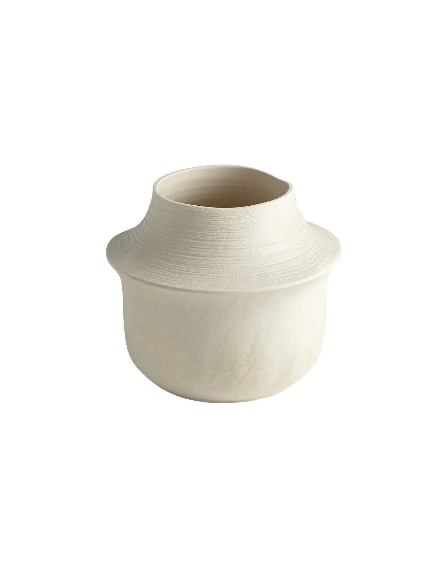 Delphine Modern Classic Matte Cream Ceramic Low Table Vase