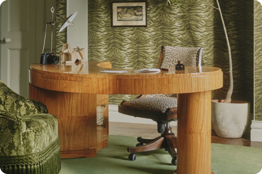 A patterned wallpaper feature wall