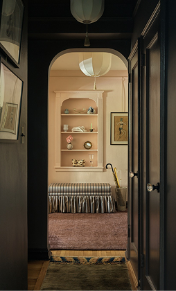 Chalky white panelled hallway