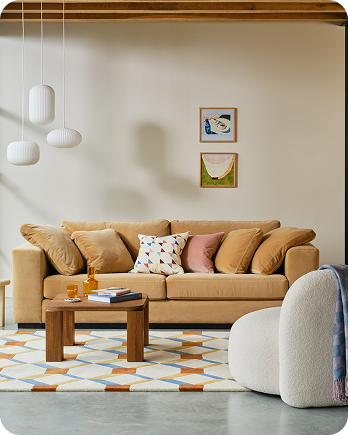 A Heal's sofa in a bright modern sitting room