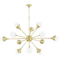 12-Light Chandelier with Opal Glass - Brass, Metal