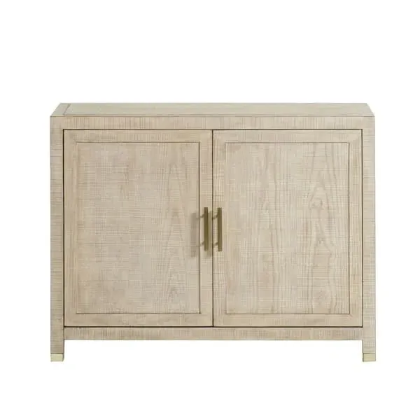 2-Door Cabinet with Brass Handles - Natural, Ash Wood