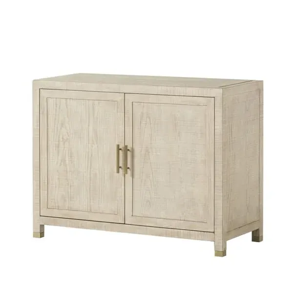 2-Door Cabinet with Brass Handles - Natural, Ash Wood image