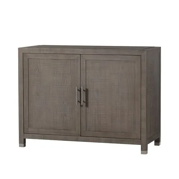 2-Door Cabinet with Pewter Handles - Grey, Ash Wood image