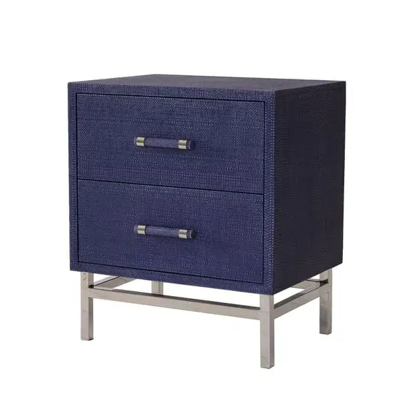2-Drawer Bedside Table - Blue, Rattan