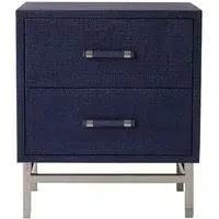 2-Drawer Bedside Table - Blue, Rattan