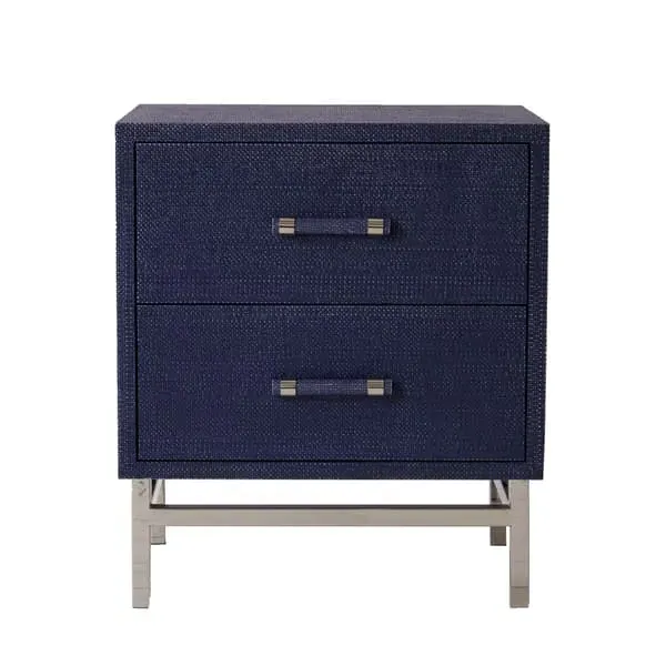 2-Drawer Bedside Table - Blue, Rattan image