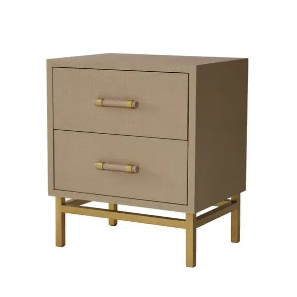 2-Drawer Bedside Table - Cream, Rattan image