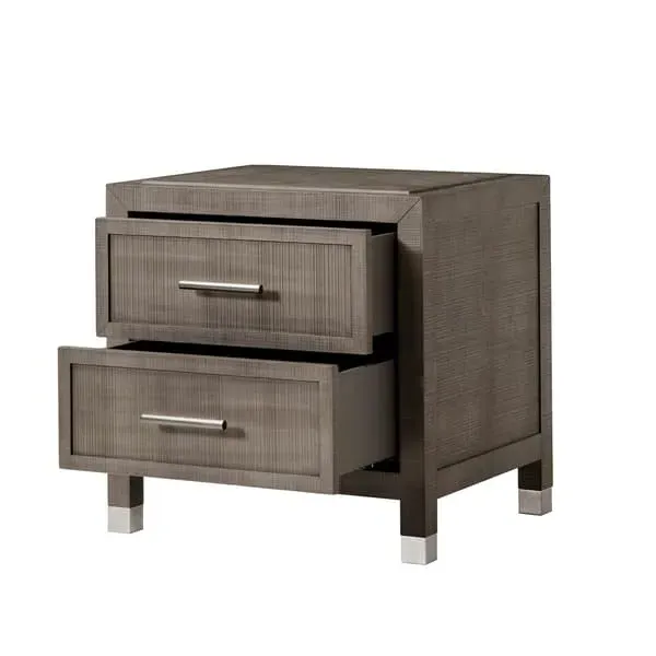 2-Drawer Bedside Table - Grey, Ash Wood