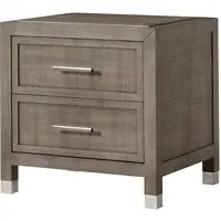 2-Drawer Bedside Table - Grey, Ash Wood
