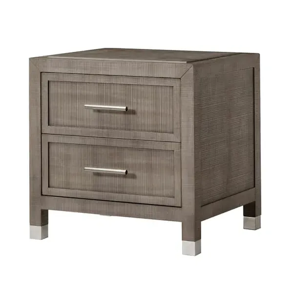 2-Drawer Bedside Table - Grey, Ash Wood image