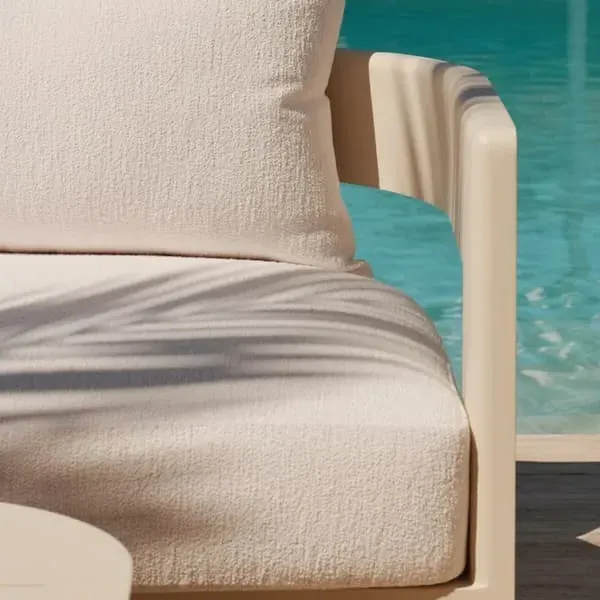 2-Seater Curved Sofa - Bone, Aluminum