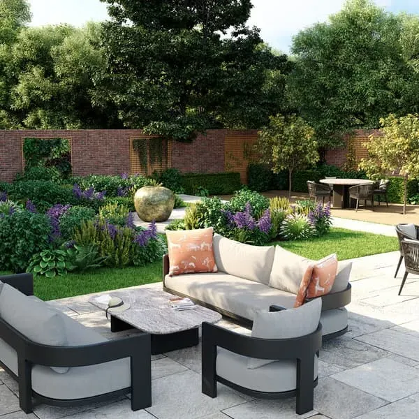 2-Seater Outdoor Sofa with Curved Design - Slate