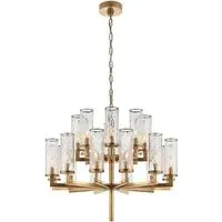 2-Tier Chandelier with Glass - Brass, Metal