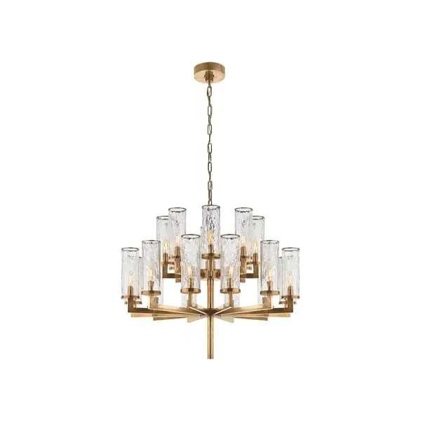 2-Tier Chandelier with Glass - Brass, Metal image