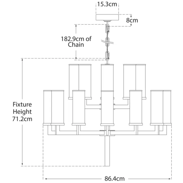 2-Tier Chandelier with Textured Glass - Bronze, Metal
