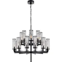 2-Tier Chandelier with Textured Glass - Bronze, Metal