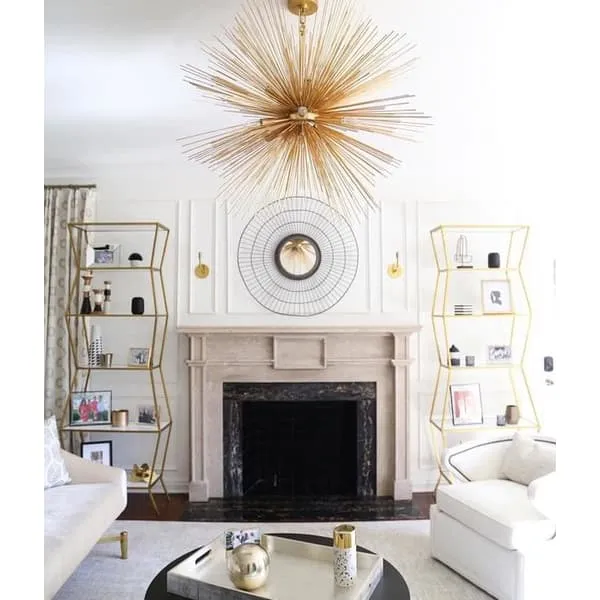 20-Bulb Pendant Light Extended Spindles - Gild, Metal